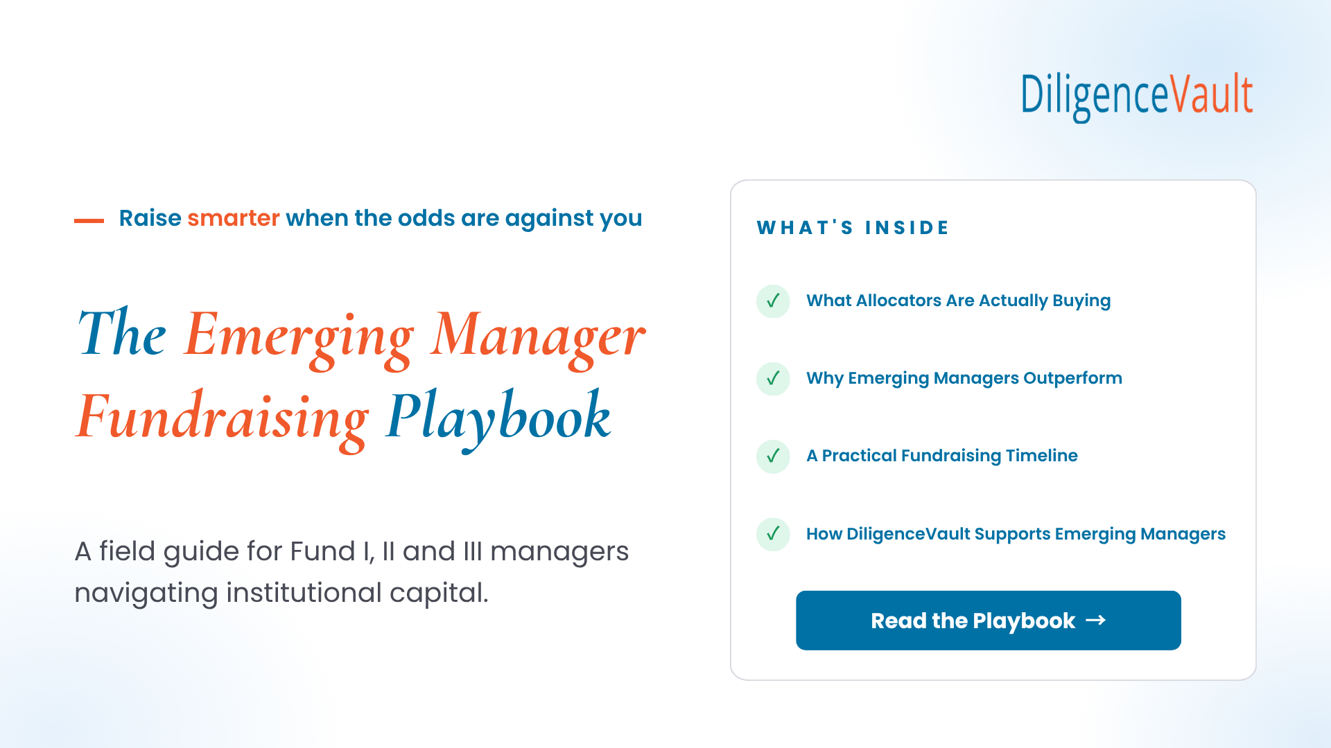 DiligenceVault Emerging Manager Fundraising Playbook